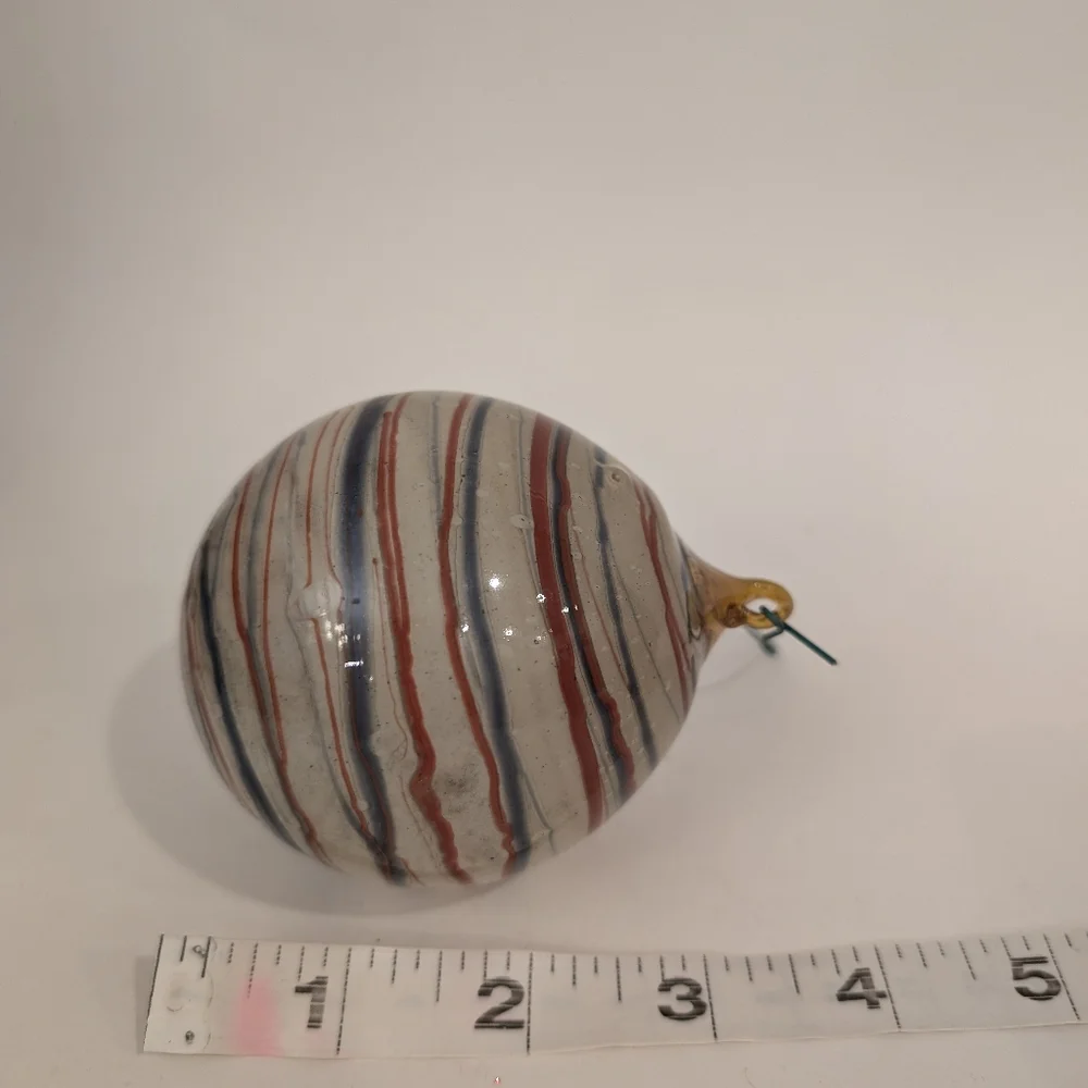 Handmade Blown Glass Orb Ornament Ball Holiday Christmas Earth Tones 3.5